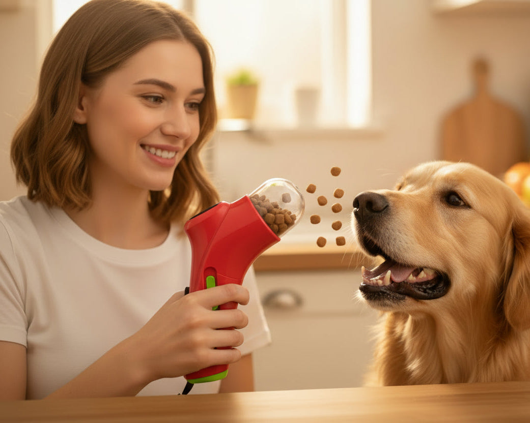 Dispenser manuale snack per addestramento cani - lancio preciso