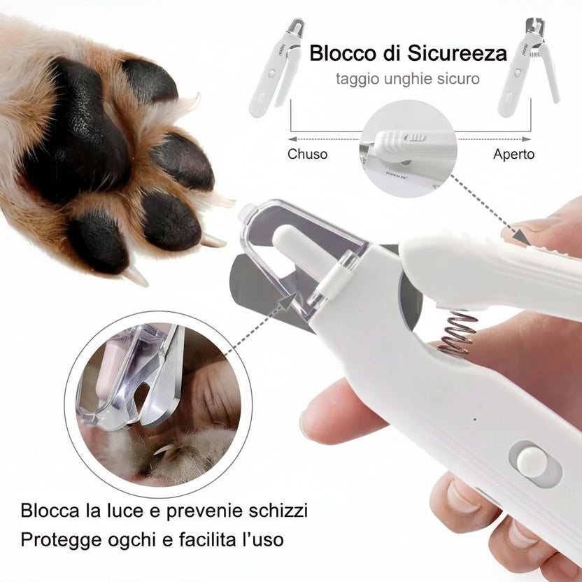 Dettaglio fresa unghie per cani con protezione di sicurezza