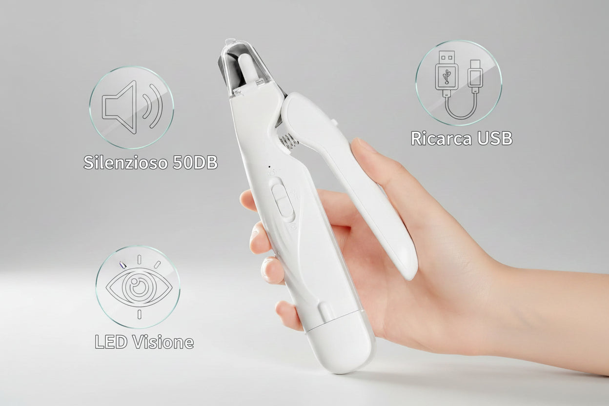 Taglia unghie elettrico per pet con batteria ricaricabile a lunga durata