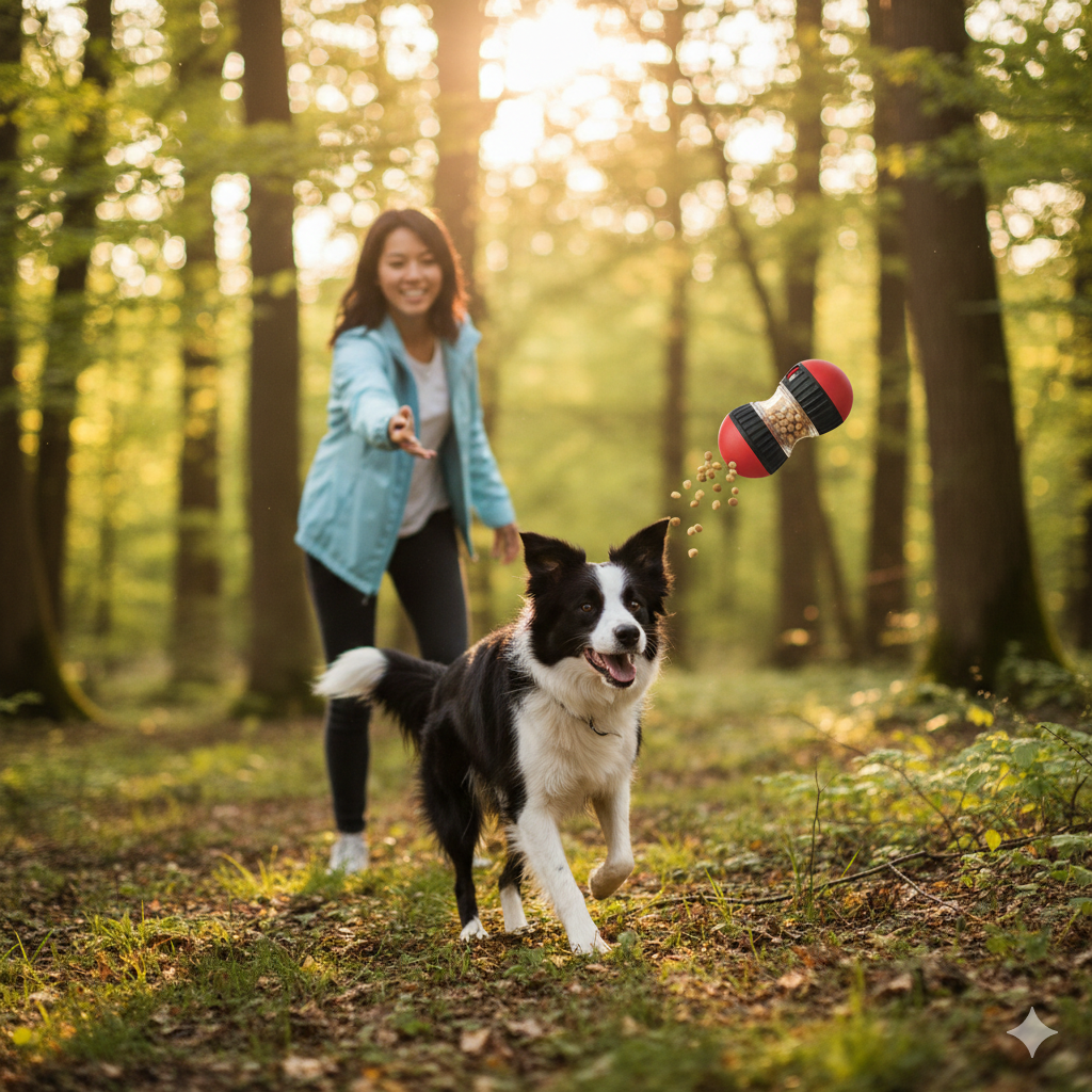 Gioco intelligente per cani con sistema di rilascio cibo controllato